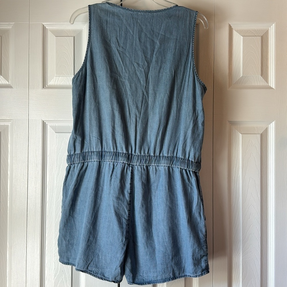 Allsaints Penny Playsuit Denim Color Surplice V-neck Romper size 6 - Picture 12 of 16